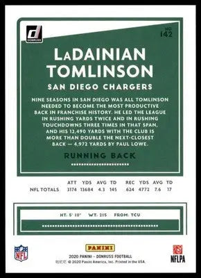 2020 Donruss LaDainian Tomlinson 142 San Diego Chargers - Football Card Single
