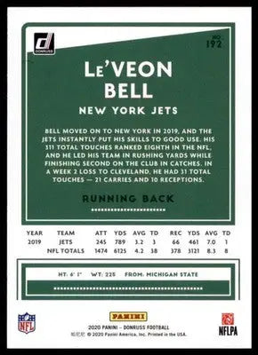 2020 Donruss Le’Veon Bell 192 New York Jets - Football Card Single