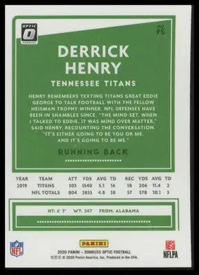 2020 Donruss Optic Derrick Henry 95 Tennessee Titans - Football Card Single
