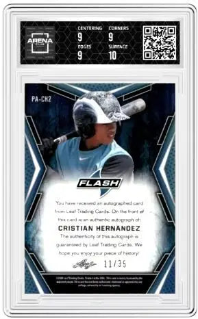 2020 Leaf Cristian Hernandez #PA-CH2 Portrait Auto Silver Purple 11/35 AC 9.5 - Baseball Card Single