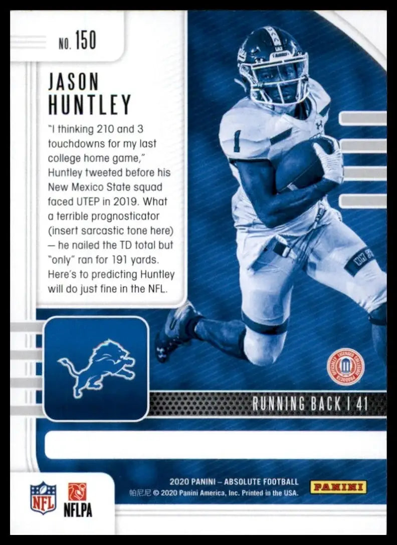 2020 Panini Absolute Rookie Jason Huntley #150 Detroit Lions Football Card NFL - Football Card Single