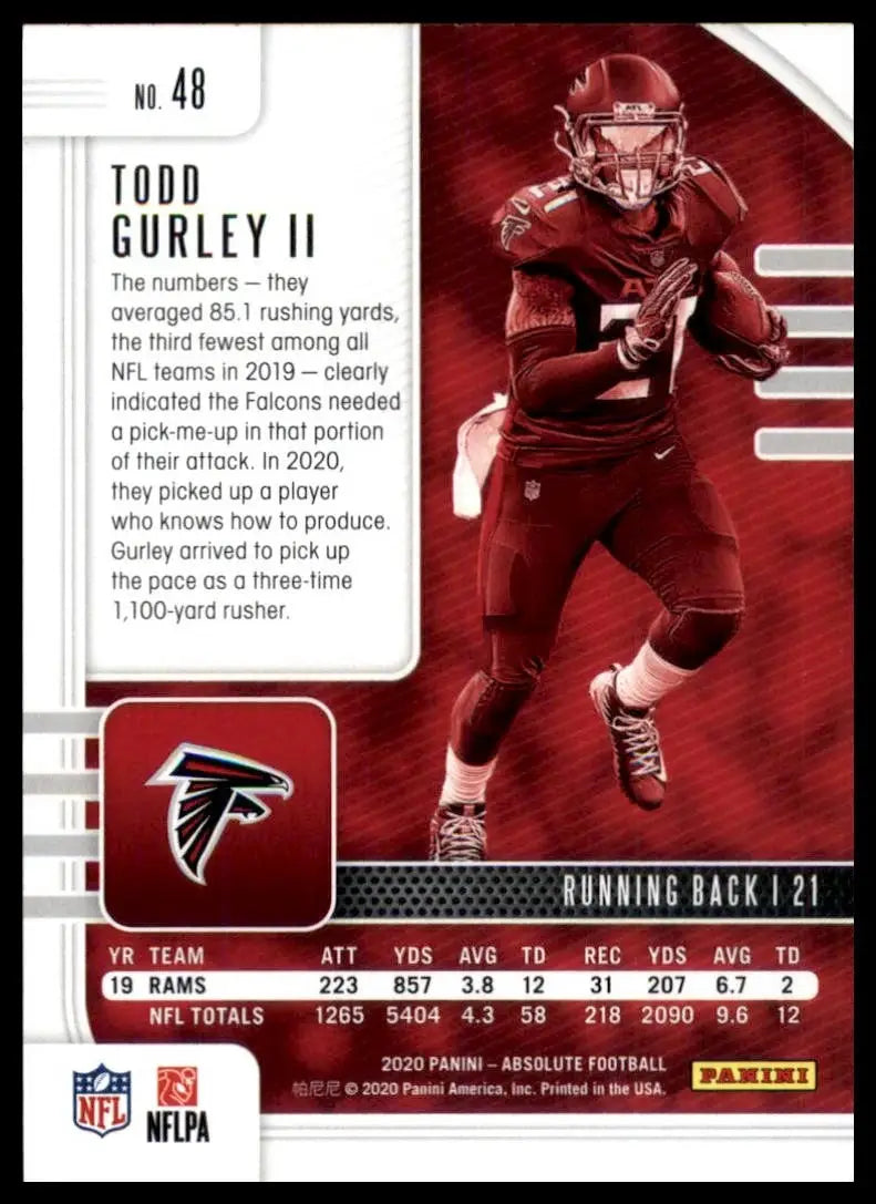 2020 Panini Absolute Todd Gurley II #48 Atlanta Falcons Football Card NFL Sports - Football Card Single