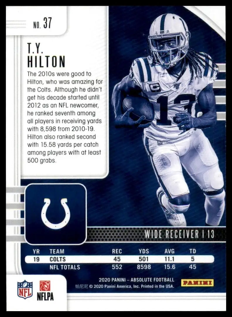 2020 Panini Absolute TY Hilton #37 Indianapolis Colts Football Card NFL Sports - Football Card Single