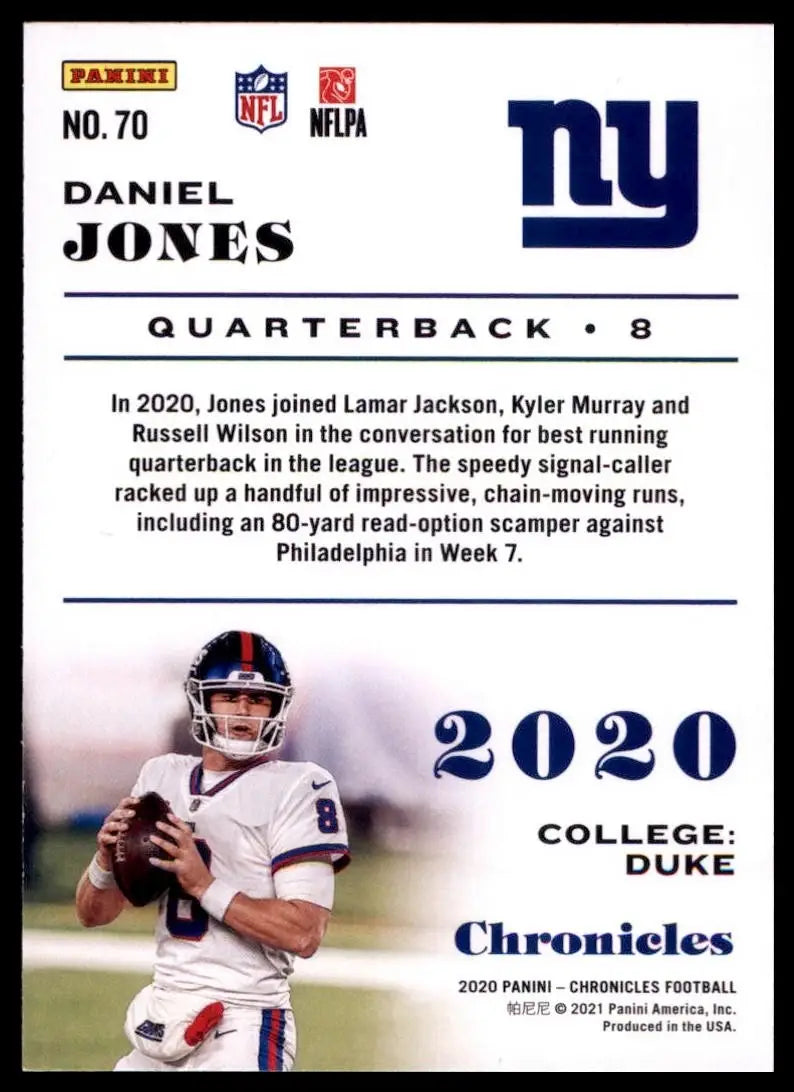 2020 Panini Chronicles - Daniel Jones #70 - Football Card Single
