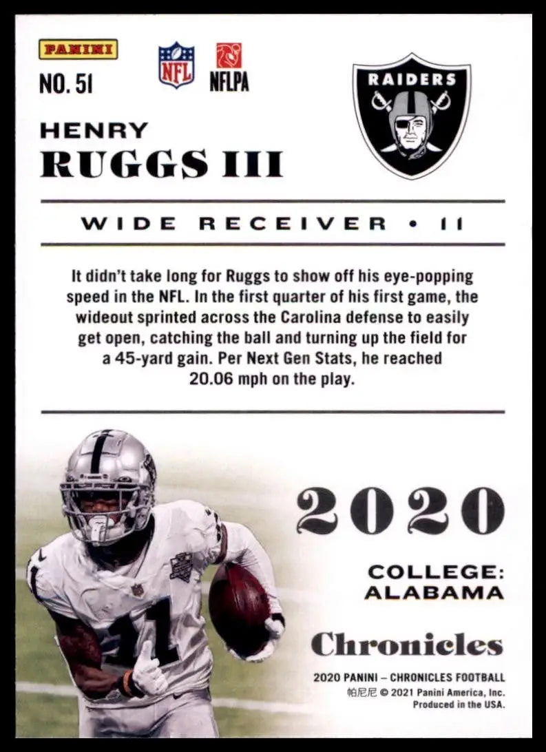 2020 Panini Chronicles - Henry Ruggs III #51 (RC) - Football Card Single