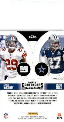 2020 Panini Contenders #RN-MD Xavier McKinney / Trevon Diggs Round Numbers - Football Card Single