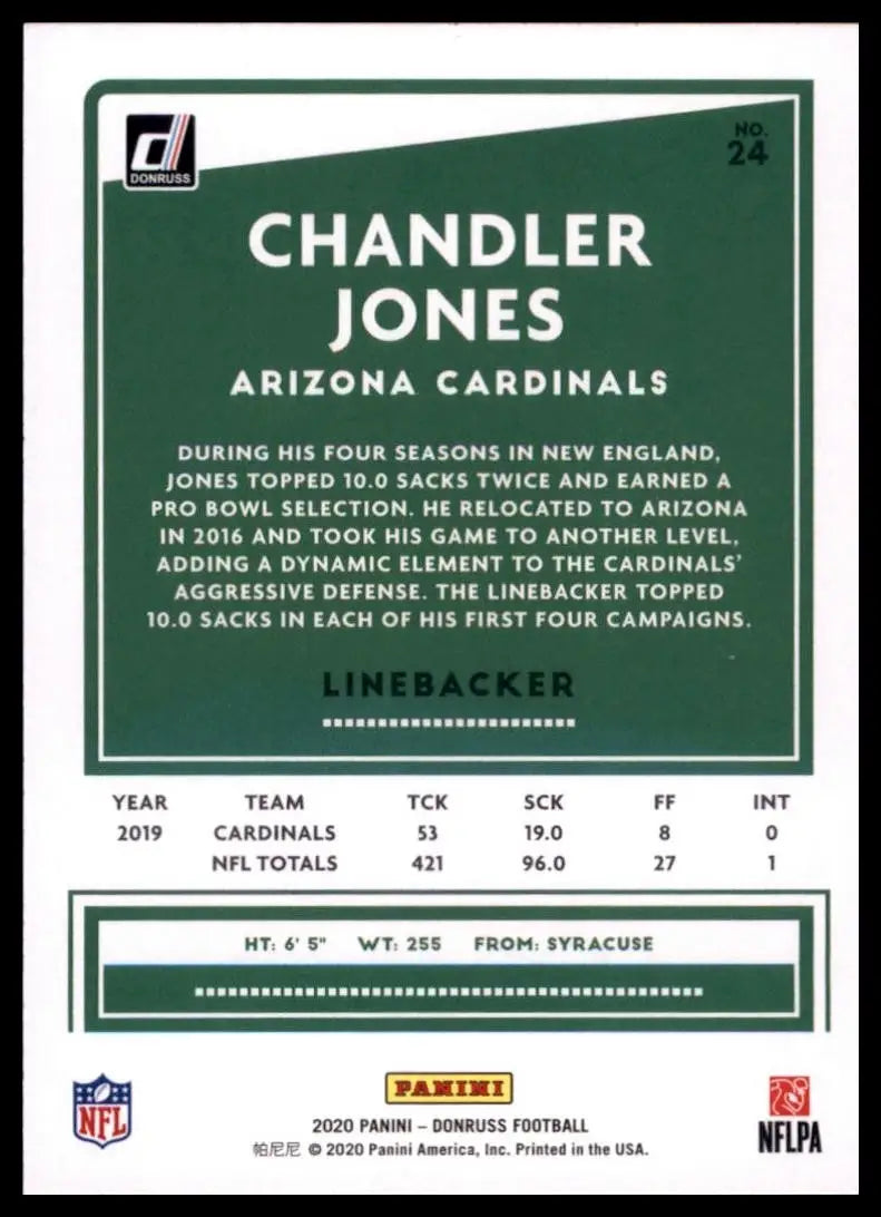 2020 Panini Donruss - Chandler Jones #24 - Football Card Single