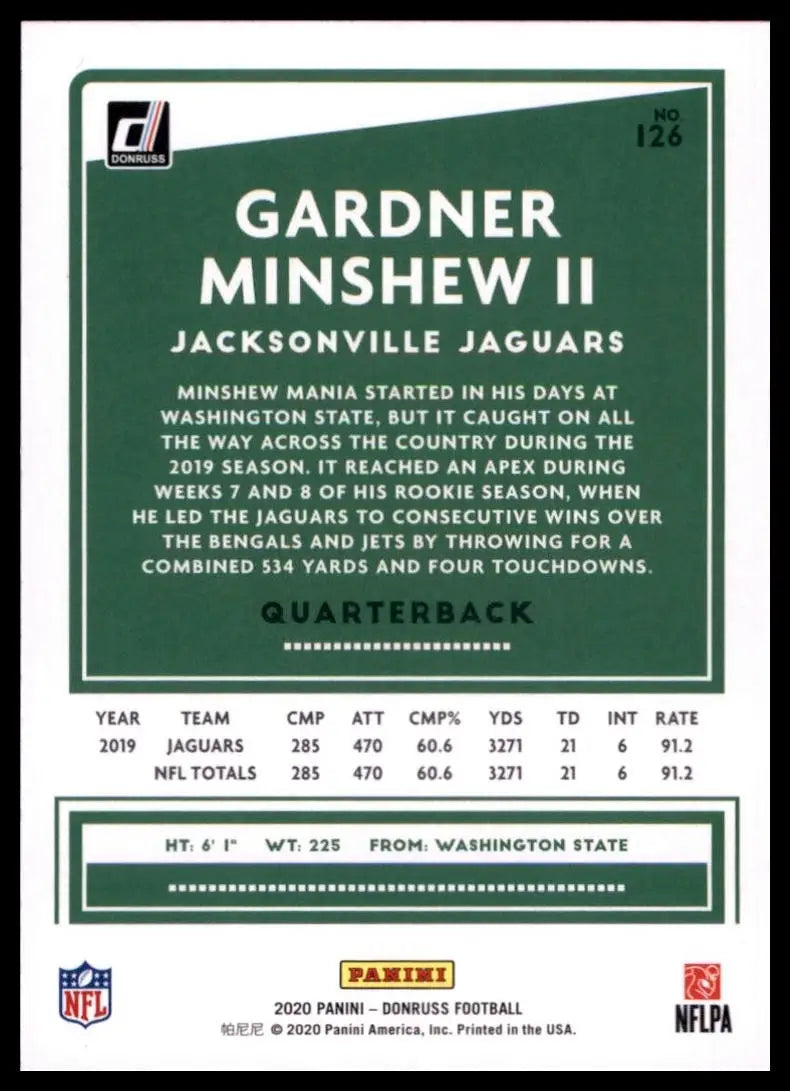 2020 Panini Donruss - Gardner Minshew II #126 - Football Card Single