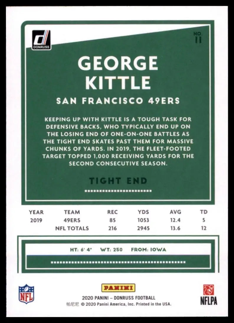2020 Panini Donruss - George Kittle #11 - Football Card Single