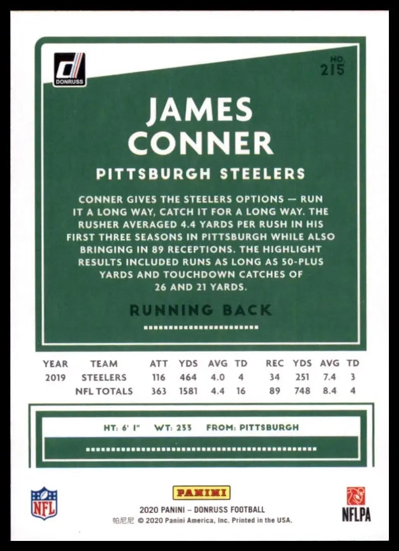 2020 Panini Donruss - James Conner #215 Press Proof Blue - Football Card Single