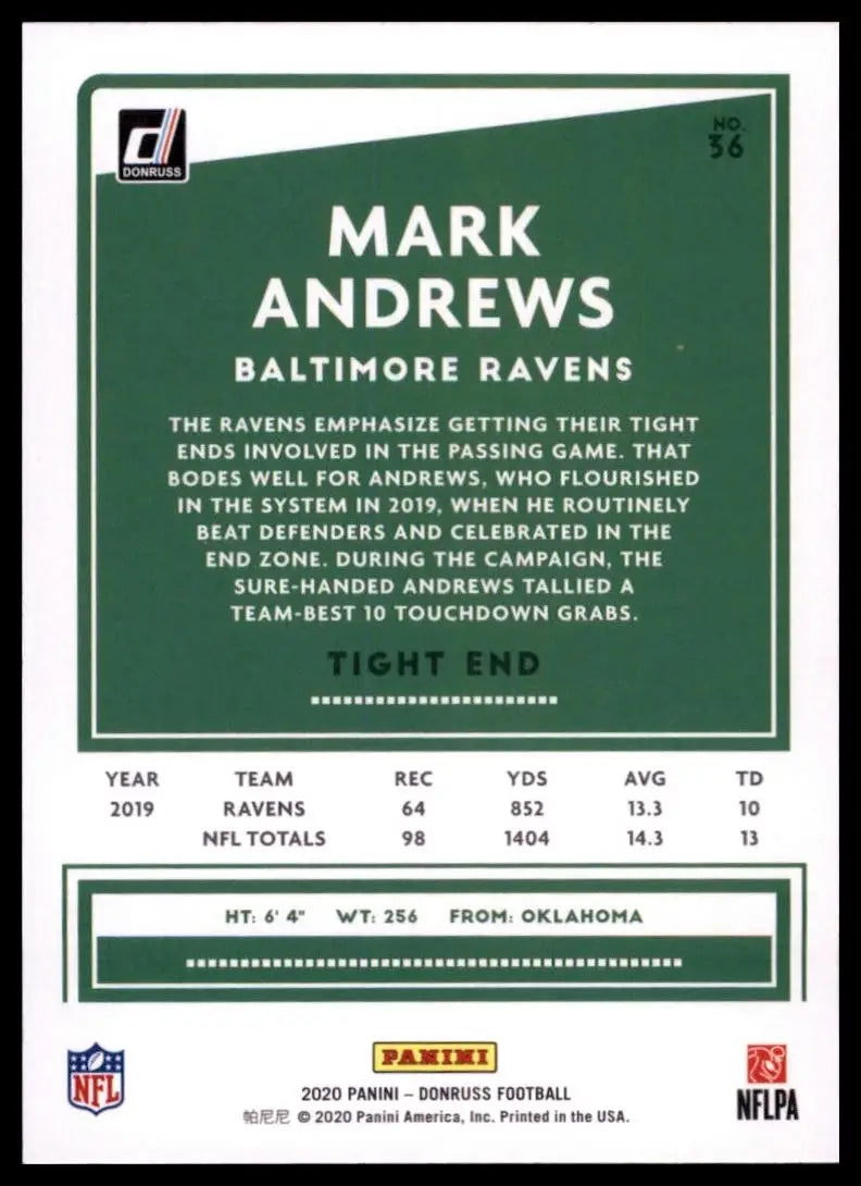 2020 Panini Donruss - Mark Andrews #36 Press Proof Red - Football Card Single