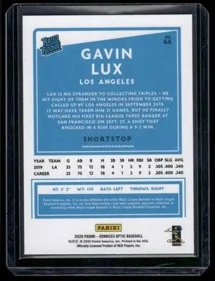 2020 Panini Donruss Optic Rated Rookie Gavin Lux #No. 44 Baseball - Baseball Card Single