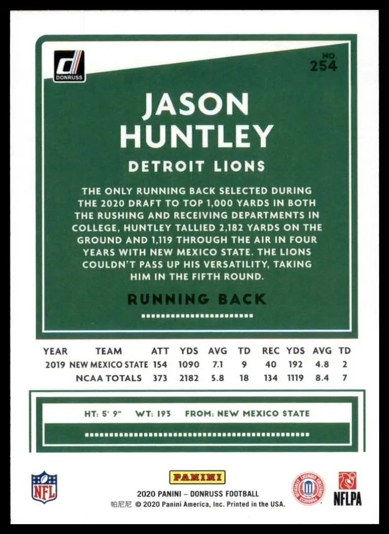 2020 Panini Donruss - Rookie Jason Huntley #254 (RC) - Football Card Single