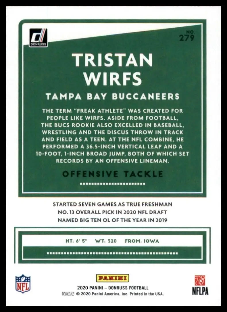 2020 Panini Donruss - Rookie Tristan Wirfs #279 (RC) - Football Card Single