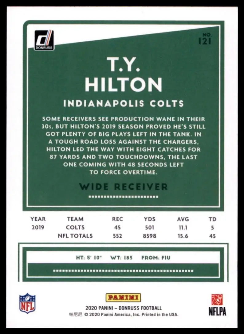 2020 Panini Donruss - T.Y. Hilton #121 - Football Card Single