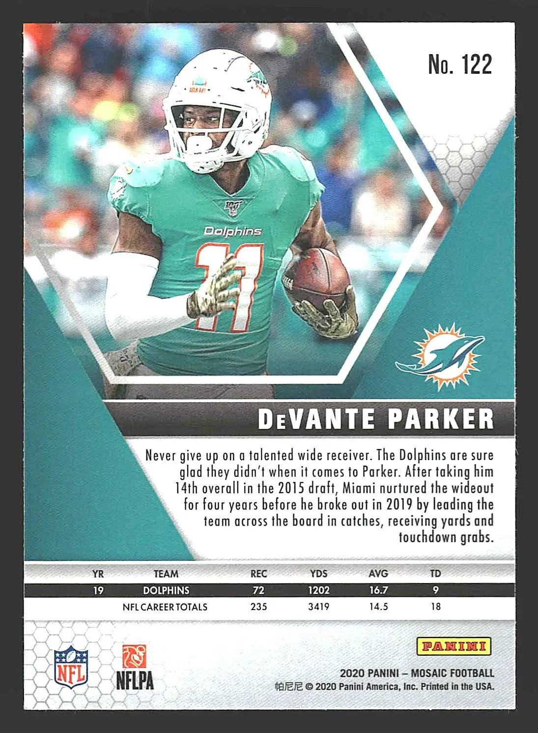 2020 Panini Mosaic #122 DeVante Parker - Football Card Single