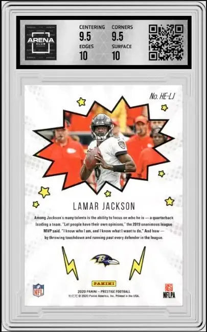 2020 Panini Prestige Lamar Jackson #HE-LJ Heroes Football AC 10 - Football Card Single