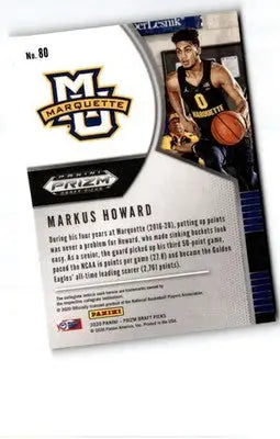 2020 Panini Prizm Draft Picks Collegiate #80 Markus Howard - Basketball Card Single