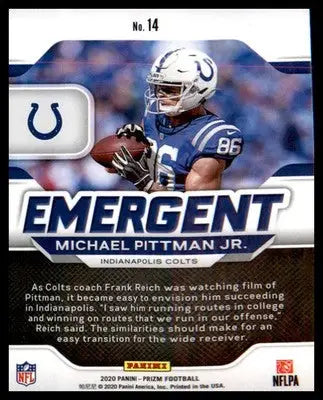 2020 Panini Prizm Emergent #14 Michael Pittman Jr. - Football Card Single