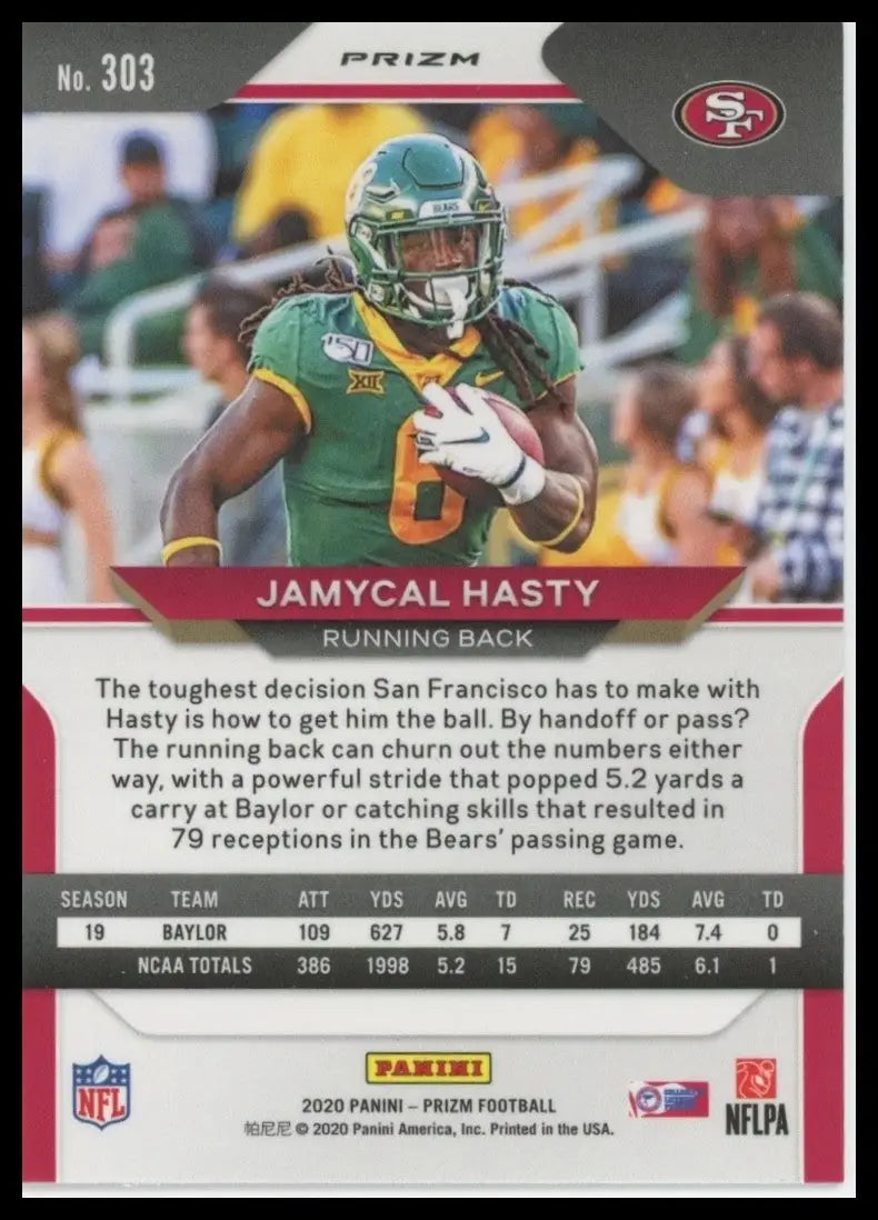 2020 Panini Prizm Orange Laser Jamycal Hasty Rookie #303 San Francisco 49ers NFL