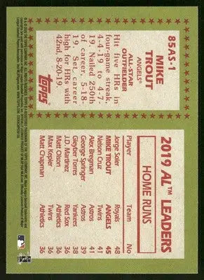 2020 Topps 35th Anniversary All Star Mike Trout #85AS-1 Baseball - Baseball Card Single