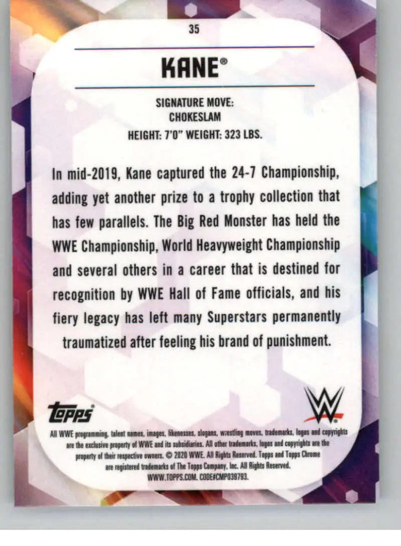 2020 Topps Chrome #35 Kane NM-MT Wrestling Card - Other