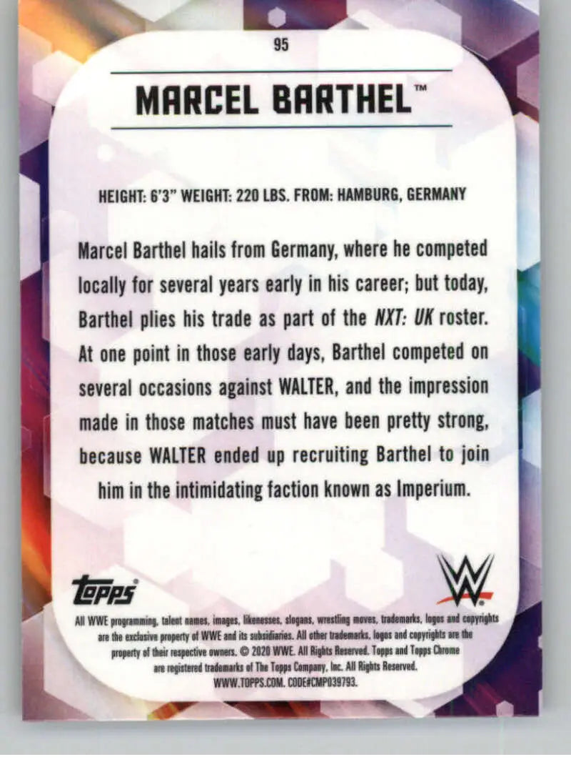 2020 Topps Chrome #95 Marcel Barthel NM-MT Wrestling Card - Other