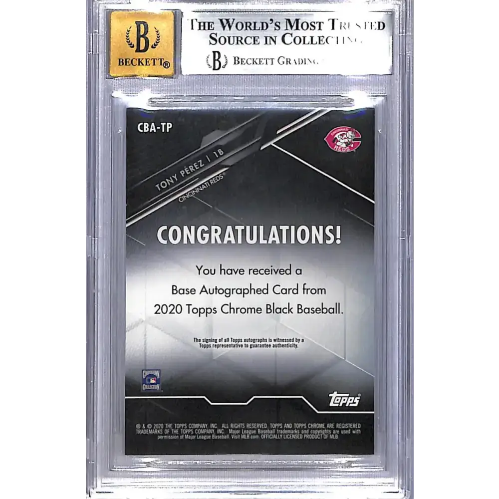 2020 Topps Chrome Black Gold #CBA-TP Tony Perez BGS 9 Mint Auto 14/50 Cincinnati Reds - Baseball Card Single