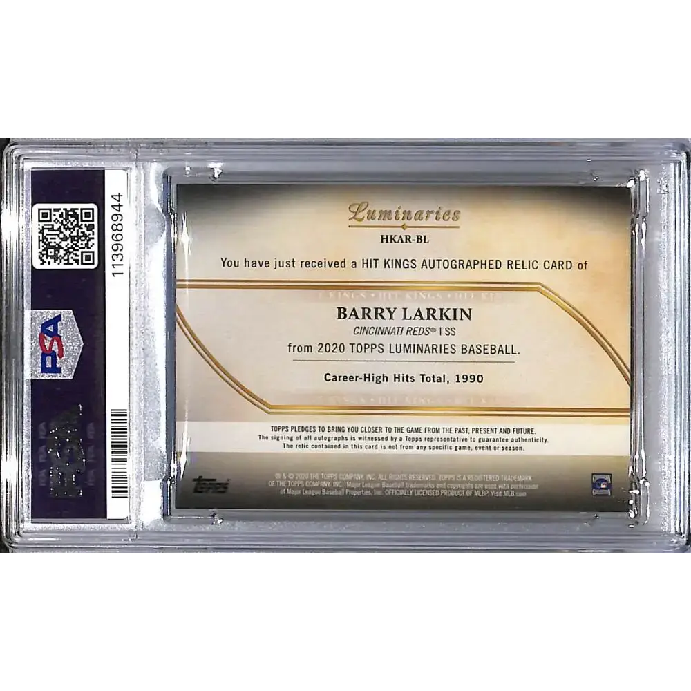 2020 Topps Luminaries Home Kings #HKAR-BL Barry Larkins PSA 9 MINT MEM Auto 13/15 Cincinnati Reds - Baseball Card Single