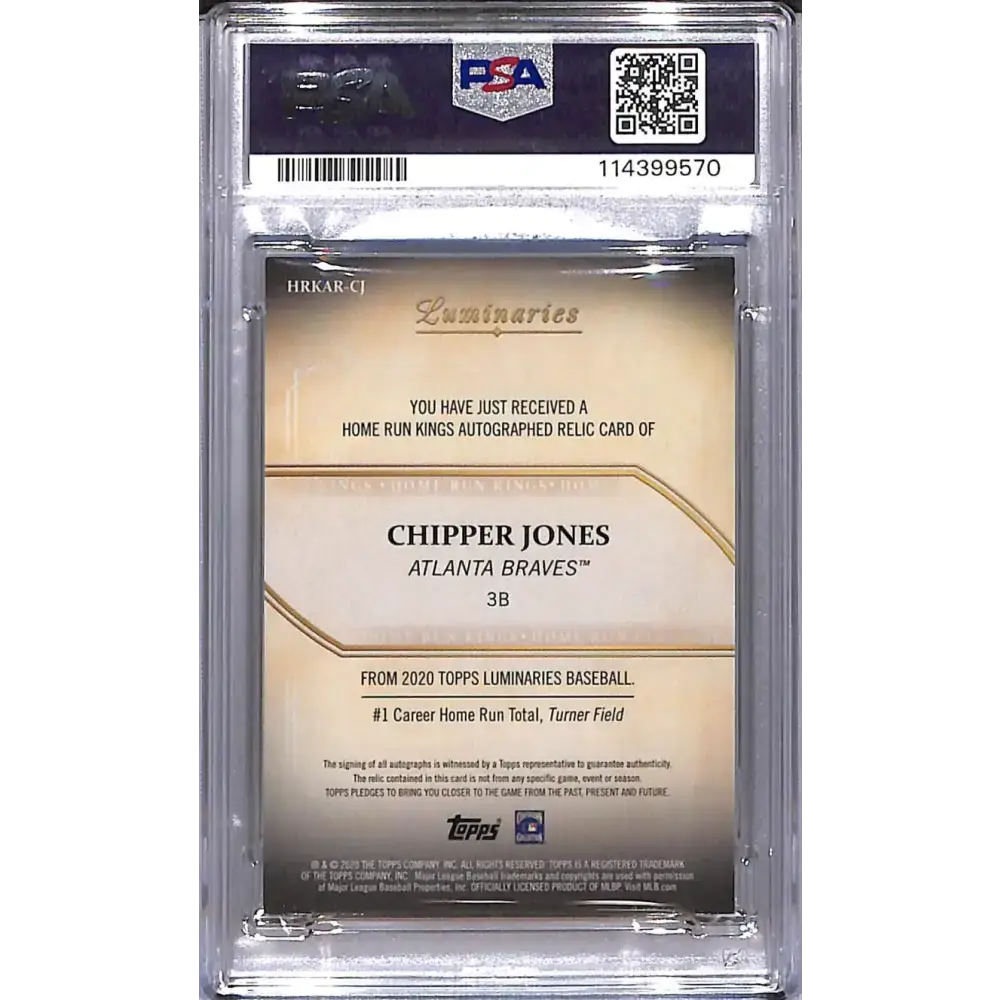2020 Topps Luminaries Home Run Kings #HRKAR-CJ Chipper Jones PSA 7 NM MEM Auto 01/15 Atlanta Braves - Baseball Card