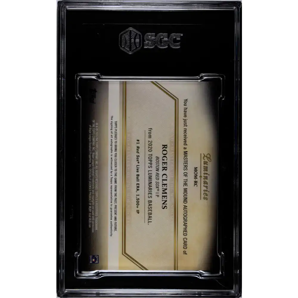 2020 Topps Luminaries Masters of the Mound Red #MOM-RC Roger Clemens SGC 10 Gem Auto /10 Boston Red Sox Baseball Card