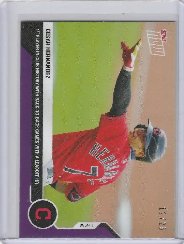 Baseball trading card of Cesar Hernandez in red jersey for Cleveland Indians