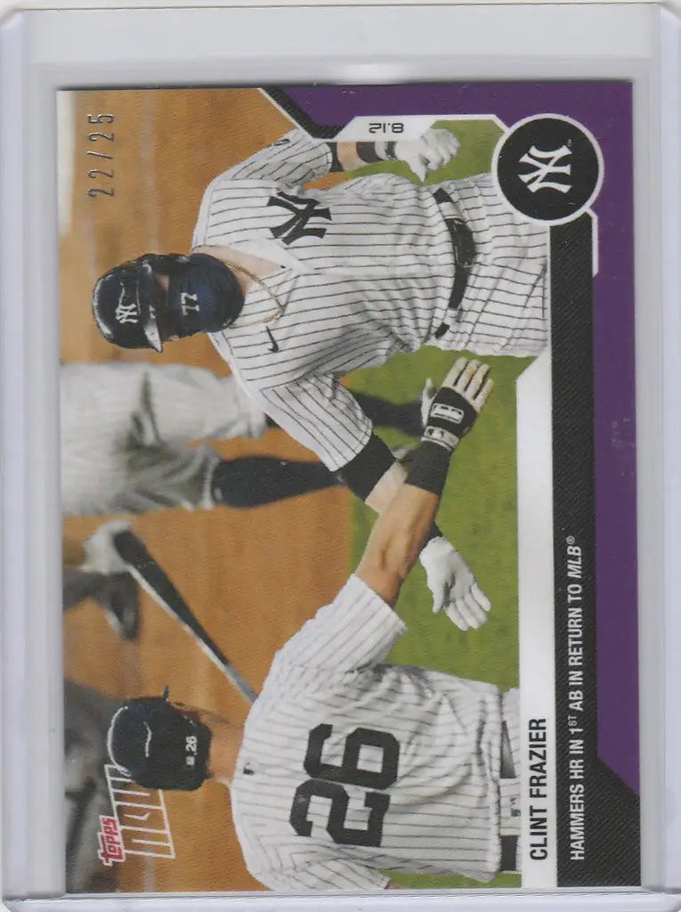 Baseball trading card of Clint Frazier and New York Yankees players in action