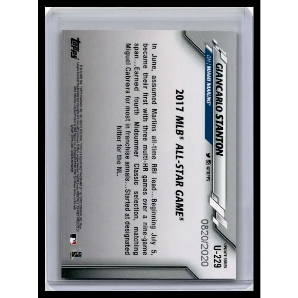 2020 Topps Update #U-229 Giancarlo Stanton NM-MT Miami Marlins Baseball Card - Baseball Card Single