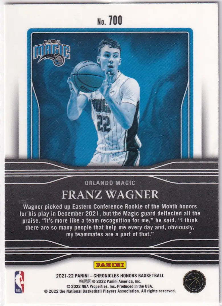 2021-22 CHRONICALS HONORS #700 FRANZ WAGNER- ORLANDO MAGIC - Basketball Card Single
