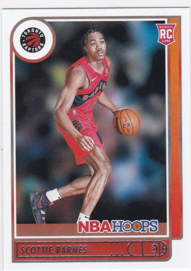 Basketball trading card of Scottie Barnes RC Toronto from NBA Hoops 2021-22 set
