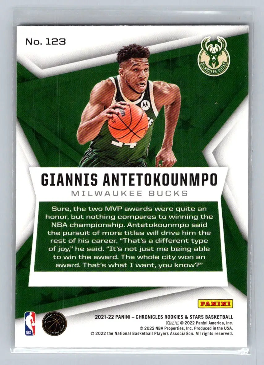2021-22 Panini Chronicles #123 Giannis Antetokounmpo Milwaukee Bucks - Basketball Card Single