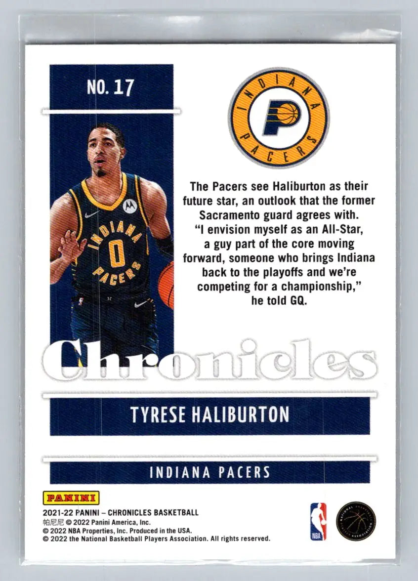 2021-22 Panini Chronicles #17 Tyrese Haliburton Indiana Pacers - Basketball Card Single