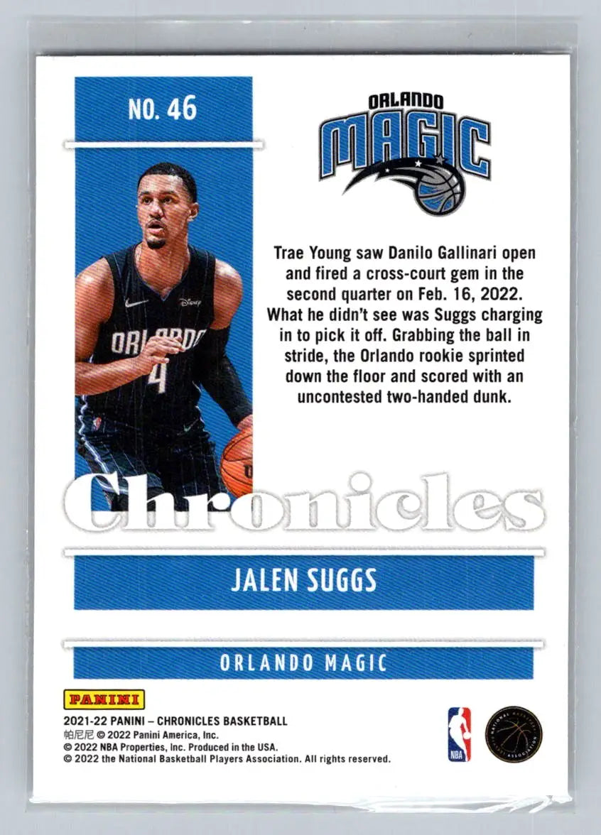 2021-22 Panini Chronicles #46 Jalen Suggs Orlando Magic Rookie - Basketball Card Single