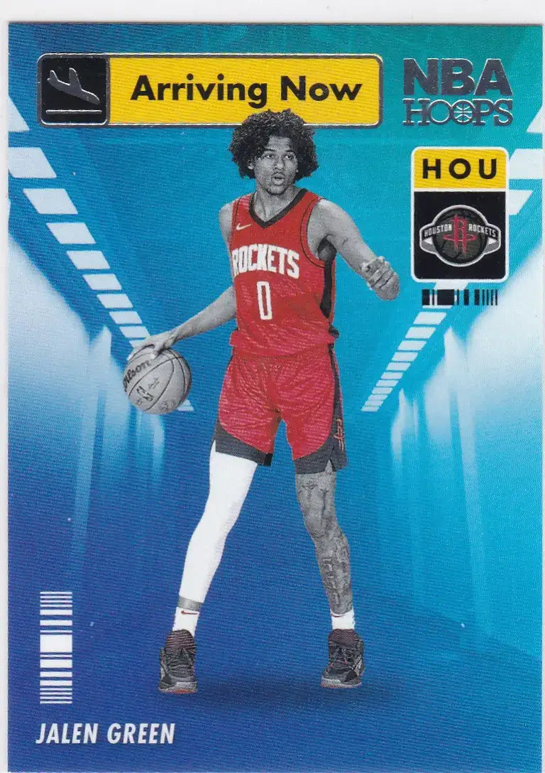 2021-22 Panini Hoops #14 Jalen Green RC Arriving Now Houston Rockets - Basketball Card Single