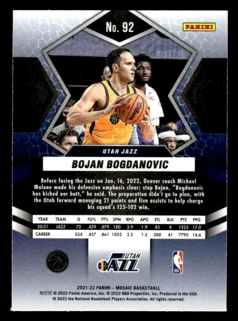 2021-22 Panini Mosaic #92 Bojan Bogdanovic - Basketball Card Single