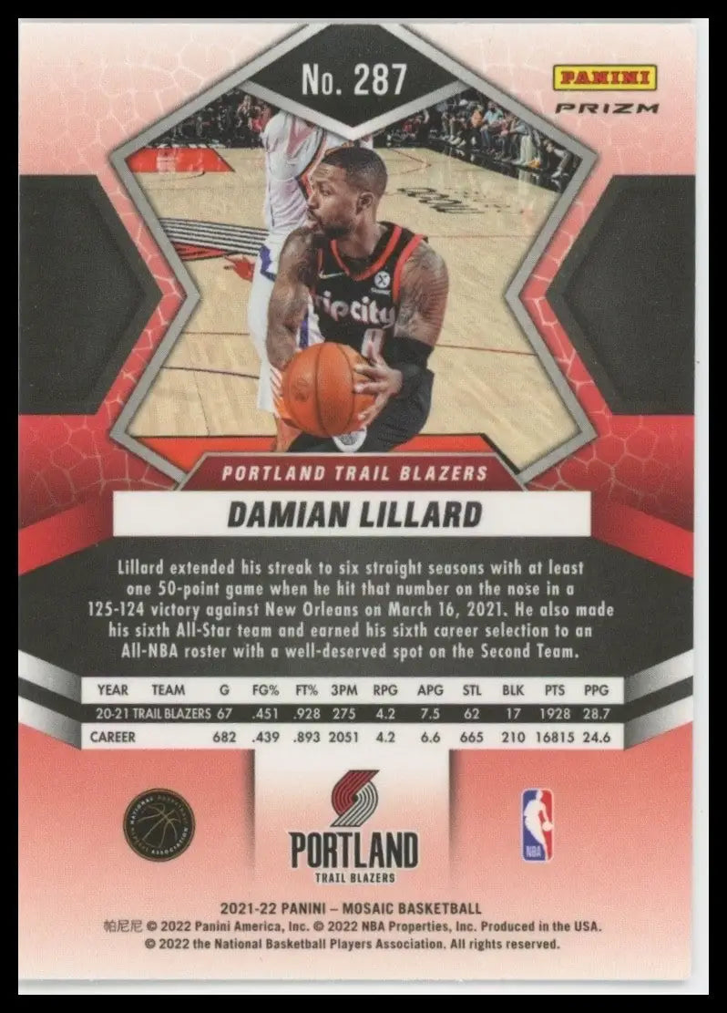 2021-22 Panini Mosaic - All-NBA Damian Lillard #287 Green Mosaic Prizm