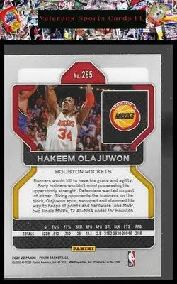 2021-22 Panini Prizm #265 Hakeem Olajuwon - Basketball Card Single