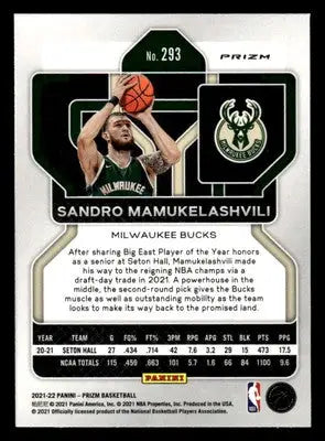 2021-22 Panini Prizm #293 Sandro Mamukelashvili Silver Prizm RC Milwaukee Bucks - Basketball Card Single