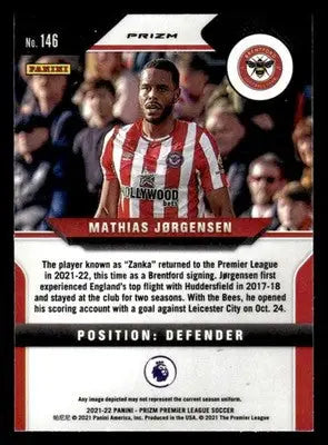 2021-22 Panini Prizm Premier League #146 Mathias Jorgensen Prizms Red Ice - Soccer Card Single