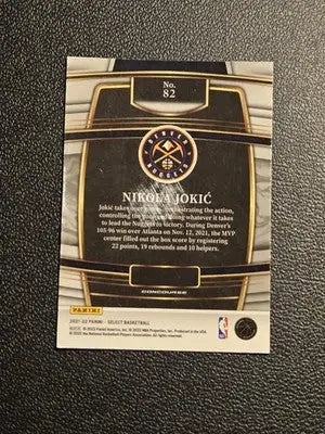 2021-22 Panini Select #82 Nikola Jokic Blue (Retail Base) - Basketball Card Single