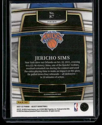 2021-22 Panini Select Jericho Sims #87 Orange Flash RC Basketball - Basketball Card Single