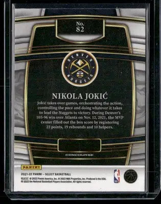 2021-22 Panini Select Nikola Jokic #82 Blue Basketball - Basketball Card Single