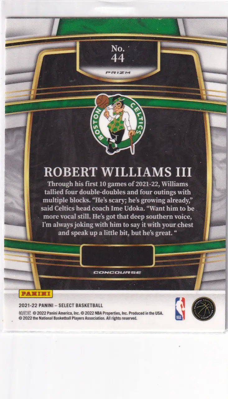 2021-22 SELECT #44 ROBERT WILLIAMS BLUE SHIMMER- BOSTON CELTICS - Basketball Card Single