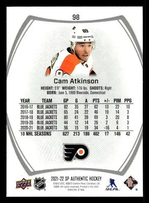 2021-22 SP Authentic #98 Cam Atkinson - Hockey Card Single